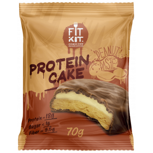 Печенье глазированное с начинкой Fit Kit Protein cake 70г Арахисовая паста