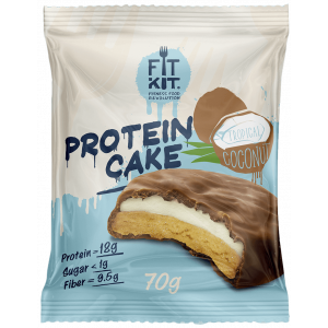 Печенье глазированное с начинкой Fit Kit Protein cake 70г Тропический кокос