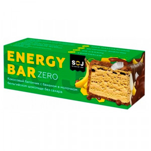 Батончик SOJ Кокосовый Energy Bar ZERO 45гр Банан в шоколаде