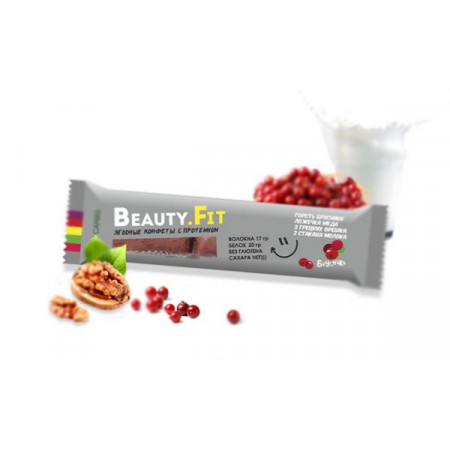 Beauty Fit Натуральные  фруктовые конфеты с протеином 63г Брусника