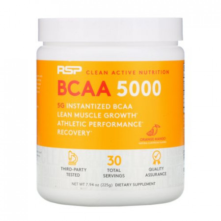 Bcaa RSP BCAA 5000 clean active nutrition 225г Апельсин-манго
