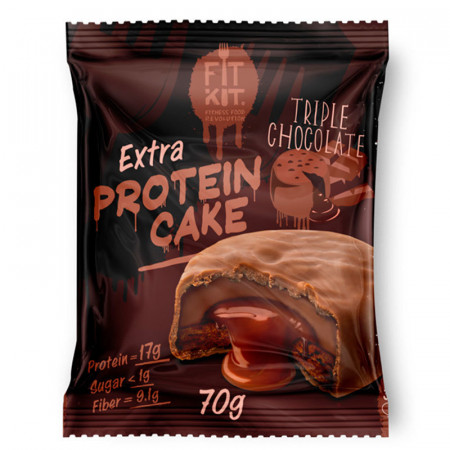 Печенье глазированное Fit Kit Protein Cake EXTRA 70г  Тройной шоколад