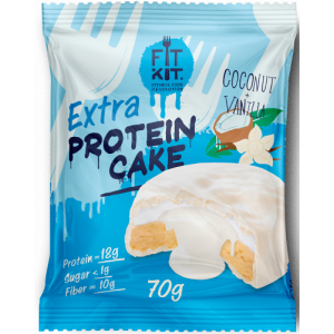 Печенье глазированное Fit Kit Protein Cake EXTRA 70г  Кокос-ваниль