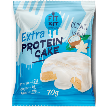 Печенье глазированное Fit Kit Protein Cake EXTRA 70г  Кокос-ваниль
