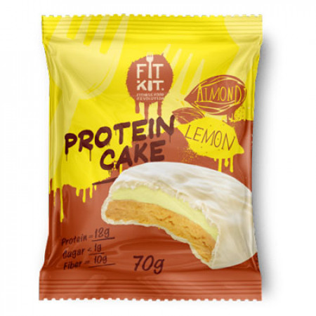 Печенье глазированное Fit Kit Protein WHITE Cake 70г Лимон-миндаль
