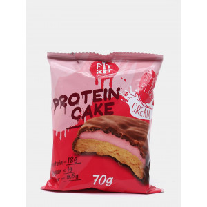 Печенье глазированное Fit Kit Protein Cake 70г Клубника со сливками