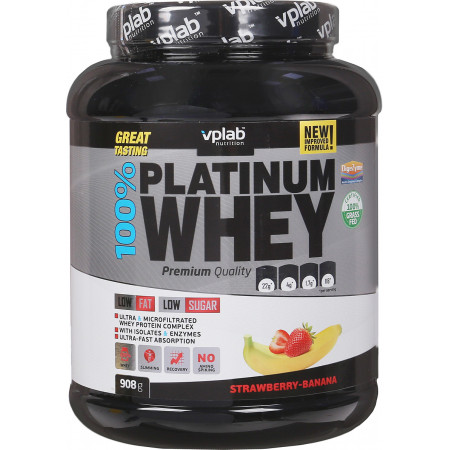 Протеин VPLab 100% Platinum Whey 908г Клубника-Банан