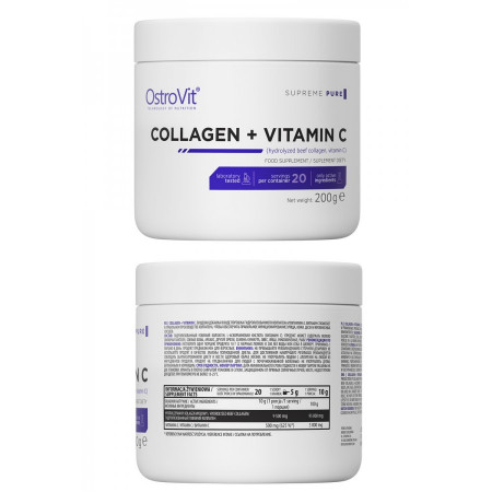 Коллаген OstroVit Collagen + Vitamin C 200г Чёрная смородина