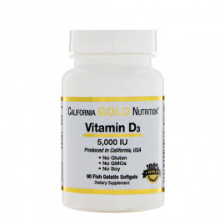 Витамин Д-3 Vitamine D-3 California Gold Nutrition 5000 ME 90 капсул