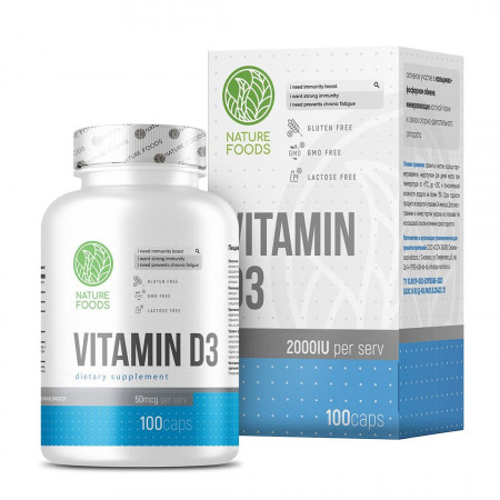 Витамин Д-3 Nature Foods Vitamin D3 2000IU 100 капсул