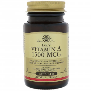 Витамин А Solgar Dry Vitamin A 1500 mcg 100 таблеток