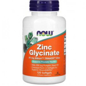 Цинк NOW Foods Zinc Glycinate 120 гел.капс.